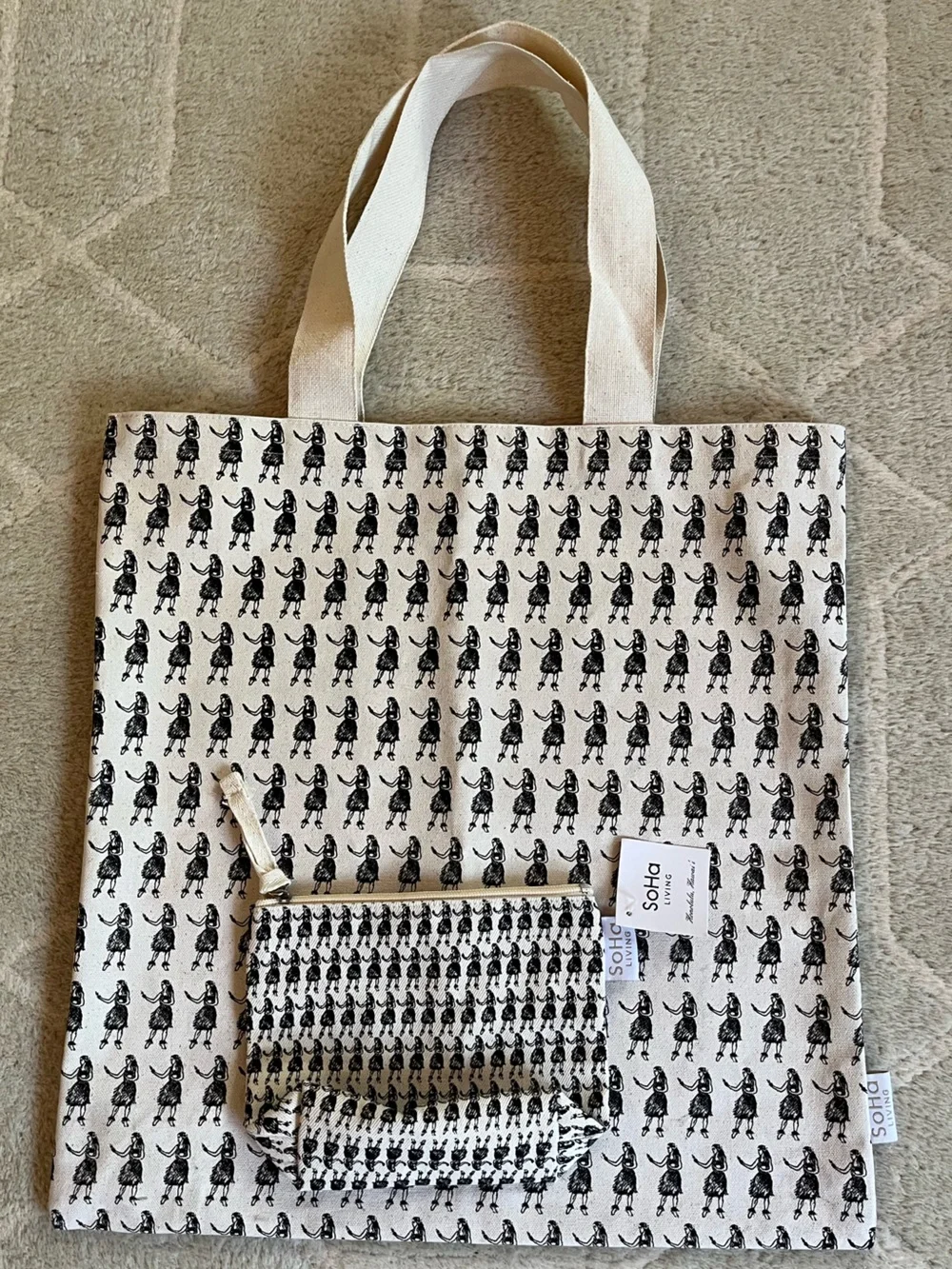 SoHa Hula Girl Tote & Toiletry Bags